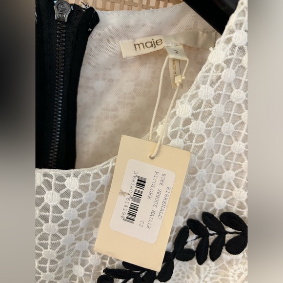 Maje Brand New Two-Tone Renald Lace Skater Dress size 2 | XS/S Fit - Tag on - Picture 7 of 10